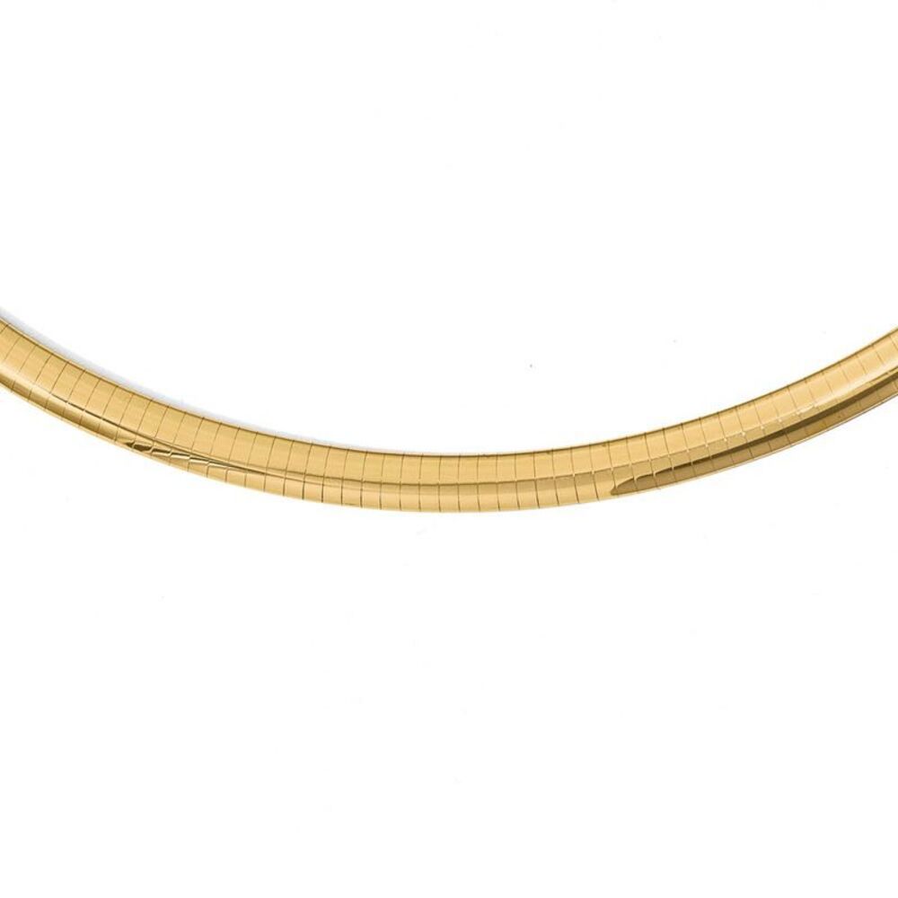 6mm 14k Yellow Gold Lightweight Domed Omega Chain Necklace, 18 Inch